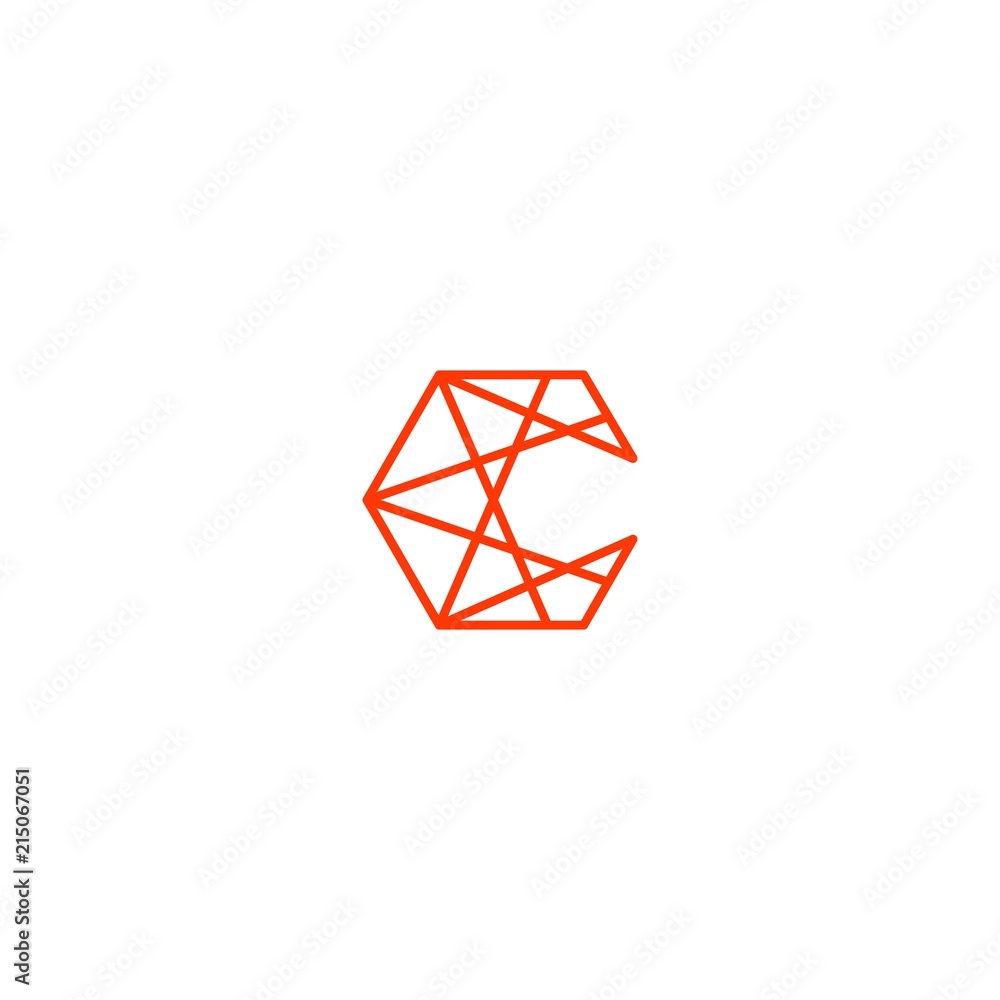 c letter abstract geometric line connection logo vector outline Stock ...
