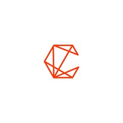 Wall Mural - c letter abstract geometric line connection logo vector outline
