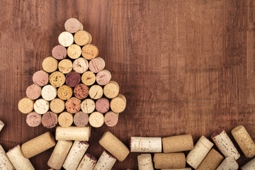 Wall Mural - Wine corks Christmas tree with a place for text