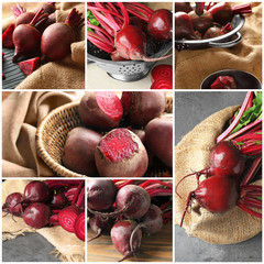 Poster - Set with fresh tasty beets. Cooking recipes