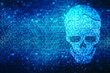 Concept of cyber crime, internet piracy and hacking, shape of skull combined with binary code