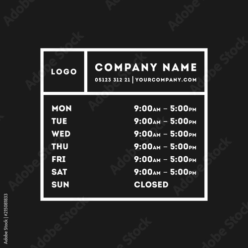 Fotomural Vector Opening Times Vertical Rectangle Design