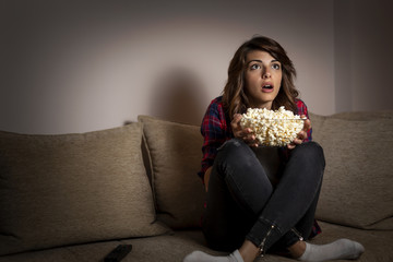 Woman watching television