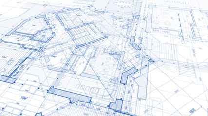 architecture design: blueprint plan - illustration of a plan modern residential building / technolog