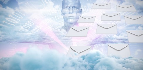 Wall Mural - composite image of graphic of envelopes on white background