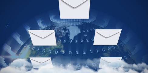 Wall Mural - composite image of graphic of envelopes on white background