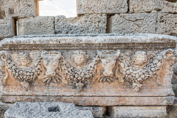 Wall Mural - Marble relief at Uzuncaburc Ancient city located in Uzuncaburc,Silifke,Mersin,Turkey..