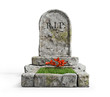 Stone grave with grass isolated on a white background. 3d illustration