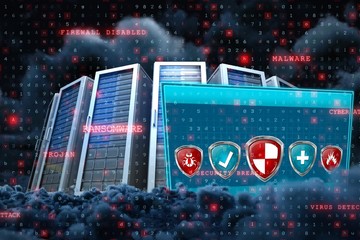 Wall Mural - composite image of virus background