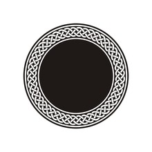 Celtic Knot #4 / White Ancient Round Meander In Black Circle