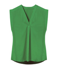 Wall Mural - Dark green elegant woman summer sleeveless office blouse isolated on white