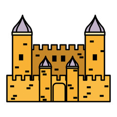 Poster - color fantastic medieval castle architecture style