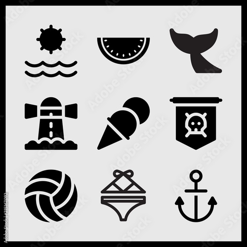 Simple 9 Set Of Summer Related Ice Cream Sun Lighthouse And