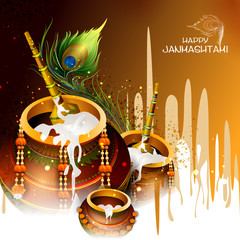 Happy Krishna Janmashtami greeting background