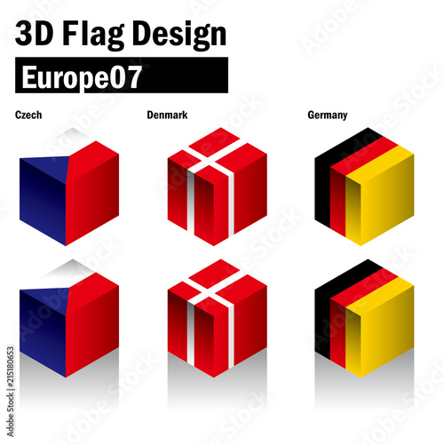 立体的な国旗のイラスト デンマーク ドイツ チェコの国旗 3dフラッグ 国旗セット Stock Vector Adobe Stock