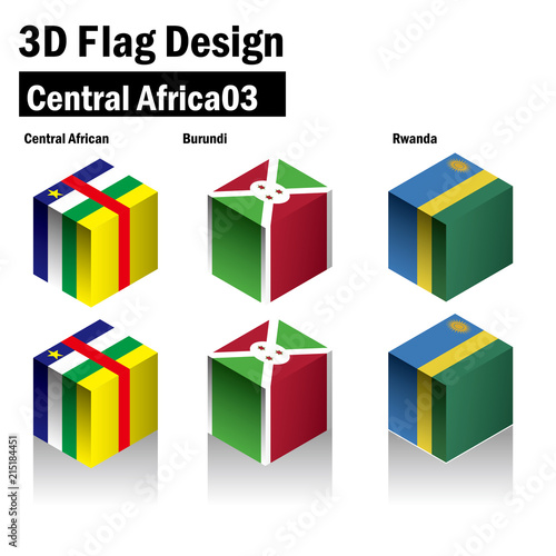 立体的な国旗のイラスト 中央アフリカ ブルンジ ルワンダの国旗 3dフラッグ 国旗セット Stock Vector Adobe Stock