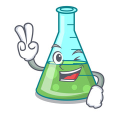 Wall Mural - Two finger science beaker character cartoon