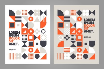 Brochure design template with simple shape and figure. Abstract vector pattern design in Scandinavian style for web banner, business presentation, branding package, fabric print, wallpaper