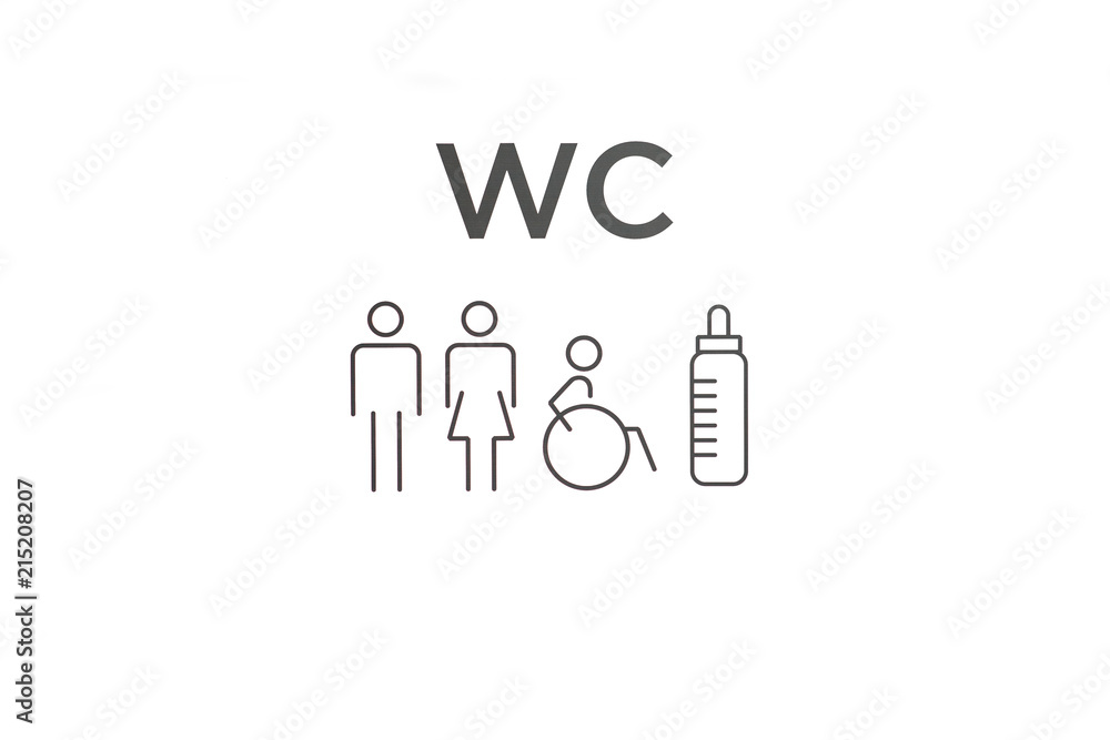 WC sign. Sign or designation of the toilet. Illustration. Stock ...