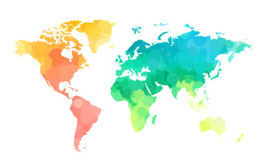 Wall Mural - color circles world map pattern