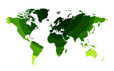 Wall Mural - green waves world map background