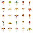 Kite flying festival surf icons set. Flat illustration of 25 kite flying festival surf vector icons isolated on white