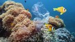 © Tunatura - Beautiful coral reef with sea anemones and clownfish polluted with plastic bag - environmental protection concept