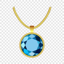 Aquamarine Necklace Icon. Realistic Illustration Of Aquamarine Necklace Vector Icon For On Transparent Background