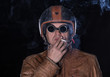 © serikbaib - portrait of a biker with a cigarette