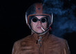 © serikbaib - portrait of a biker with a cigarette