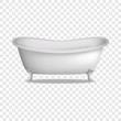 Bathtub mockup. Realistic illustration of bathtub vector mockup for on transparent background