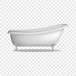Vintage bathtub mockup. Realistic illustration of vintage bathtub vector mockup for on transparent background
