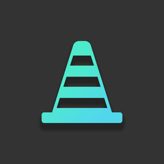 Cone Icon. Colorful logo concept with soft shadow on dark backgr