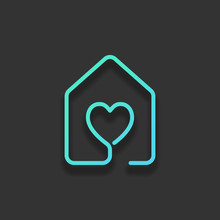 House With Heart Icon. Line Style. Colorful Logo Concept With So