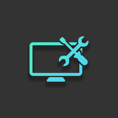 Computer repair service. Colorful logo concept with soft shadow