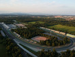 monza circuit aerial view shot from drone on sunset