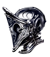 Knight's iron helmet of unusual shape