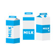 Colored set of milk carton packages. Vector illustration