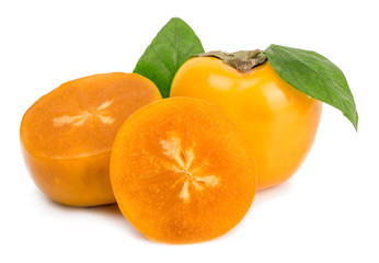 persimmons on white background