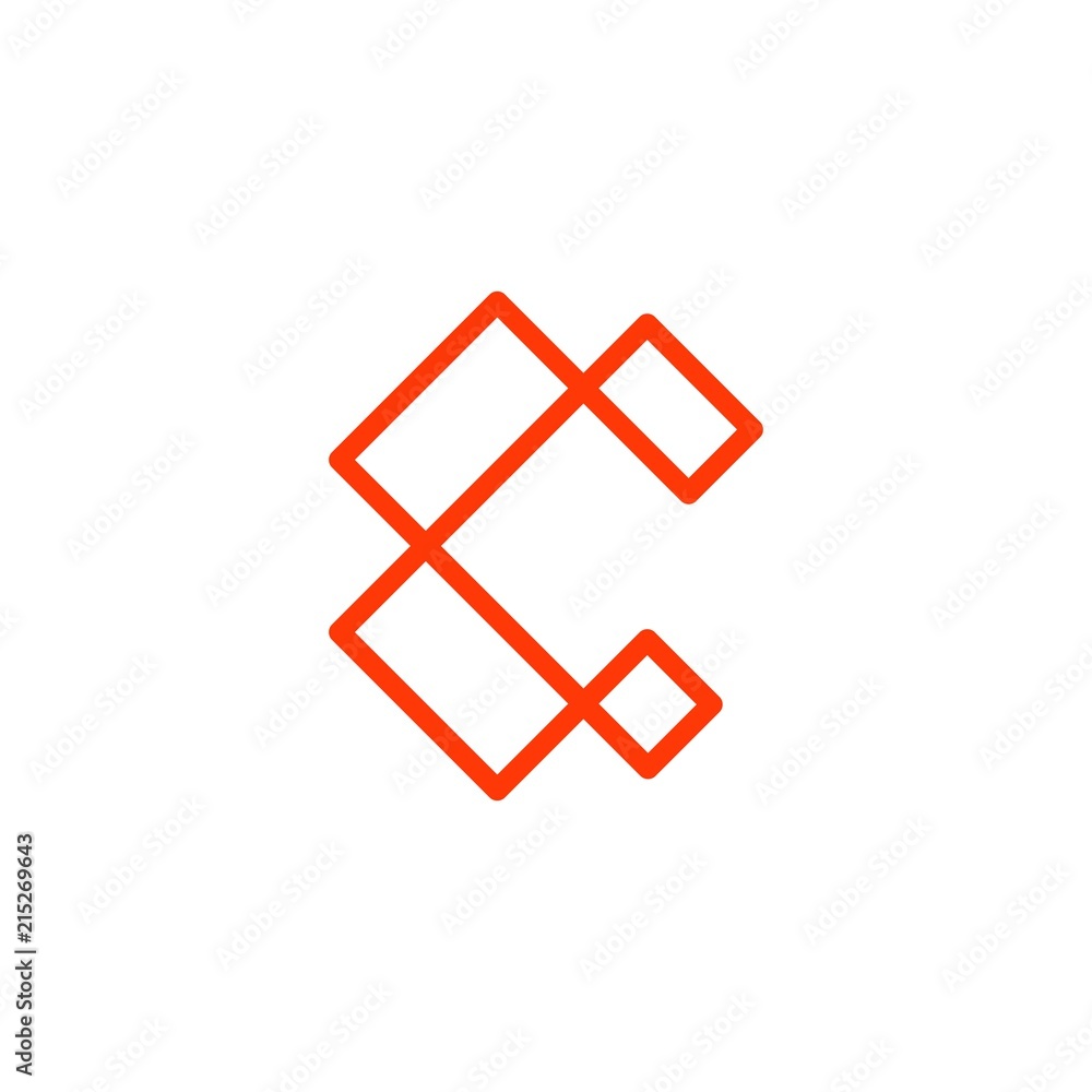 c letter abstract geometric line connection logo vector outline Stock ...
