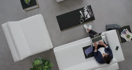 Wall Mural - professional business people entrepreneurs meeting shaking hands collaborating sharing corporate ideas planning strategy in modern office lobby top view