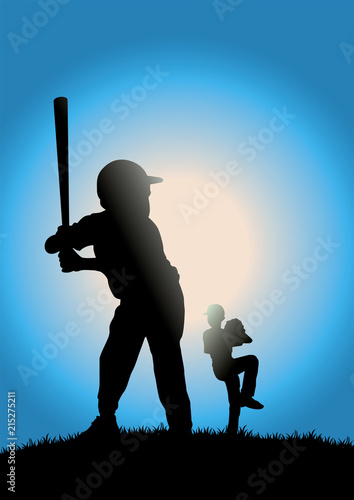 children playing baseball Poster Mural XXL