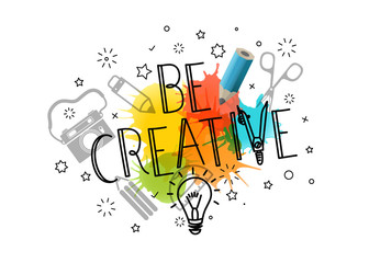 Aufkleber - Be creative. Template for a text
