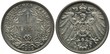 Germany German silver coin 1 one mark 1912, denomination within circular wreath of oak branches, date below, imperial eagle with collar of the order and shield on chest, crown with ribbon above, 