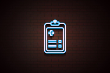 Poster - hospital registration icon in Neon