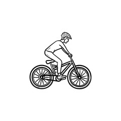 Canvas Print - Mountain biker hand drawn outline doodle icon