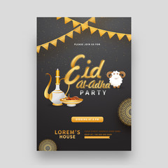 Sticker - Stylish text Eid-Al-Adha Party template or flyer design.