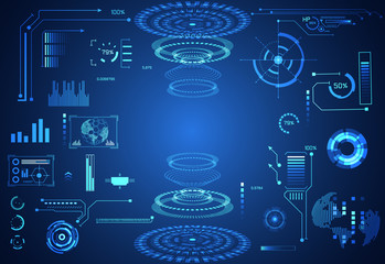 Wall Mural - abstract technology ui futuristic concept hud interface hologram elements of digital data chart, com