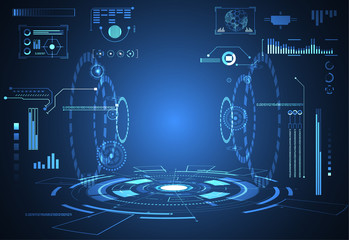 Wall Mural - abstract technology ui futuristic concept hud interface hologram elements of digital data chart, com
