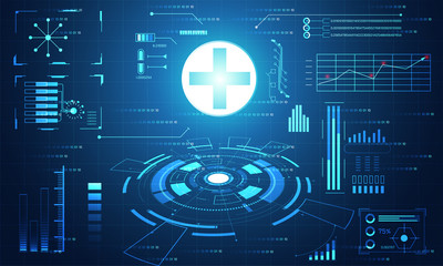Wall Mural - abstract health medical science healthcare plus digital technology concept modern medical technology